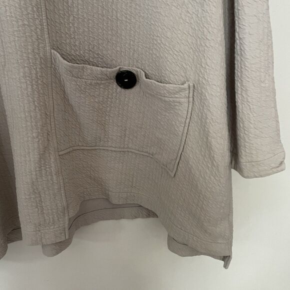 Soft Surroundings Cowl Neck Tunic 3X Beige Textured Lagenlook Pocket Boho Casual - Picture 2 of 13